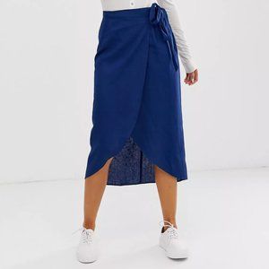 Asos Blue Wrap Midi Skirt